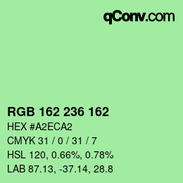 Color code: RGB 162 236 162 | qconv.com