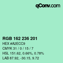 Color code: RGB 162 236 201 | qconv.com