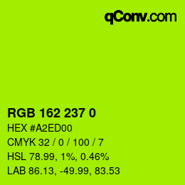 颜色代码: RGB 162 237 0 | qconv.com