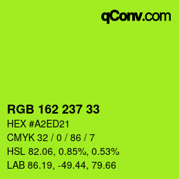 Color code: RGB 162 237 33 | qconv.com
