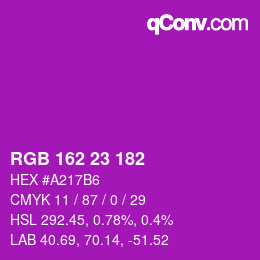 カラーコード: RGB 162 23 182 | qconv.com