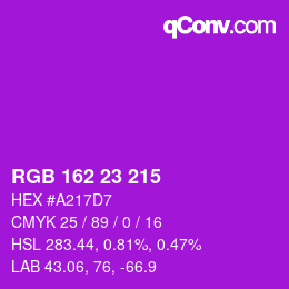 Color code: RGB 162 23 215 | qconv.com
