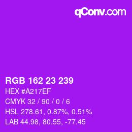颜色代码: RGB 162 23 239 | qconv.com