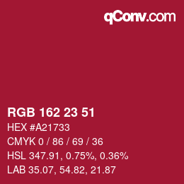 カラーコード: RGB 162 23 51 | qconv.com