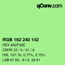 Color code: RGB 162 240 142 | qconv.com