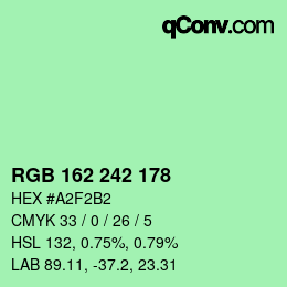 颜色代码: RGB 162 242 178 | qconv.com