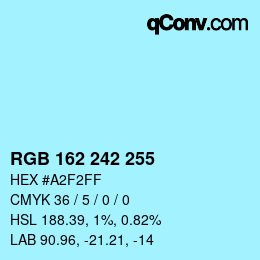 Color code: RGB 162 242 255 | qconv.com