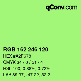 カラーコード: RGB 162 246 120 | qconv.com