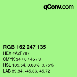 Color code: RGB 162 247 135 | qconv.com