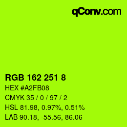 カラーコード: RGB 162 251 8 | qconv.com