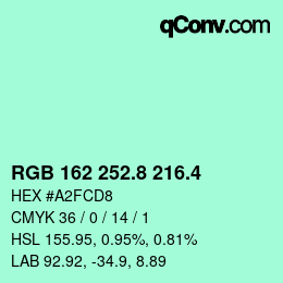 カラーコード: RGB 162 252.8 216.4 | qconv.com