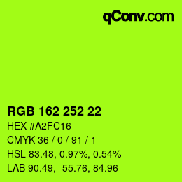 カラーコード: RGB 162 252 22 | qconv.com
