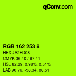 颜色代码: RGB 162 253 8 | qconv.com