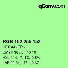 Color code: RGB 162 255 152 | qconv.com