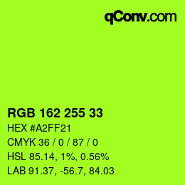 Color code: RGB 162 255 33 | qconv.com