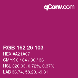 Color code: RGB 162 26 103 | qconv.com