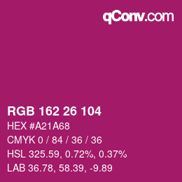 カラーコード: RGB 162 26 104 | qconv.com