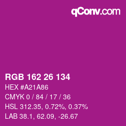 颜色代码: RGB 162 26 134 | qconv.com