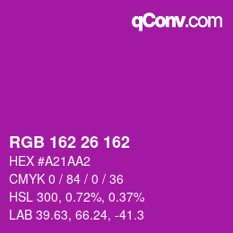 Color code: RGB 162 26 162 | qconv.com