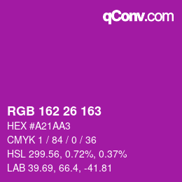 カラーコード: RGB 162 26 163 | qconv.com
