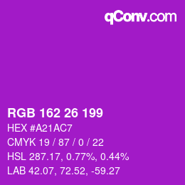 カラーコード: RGB 162 26 199 | qconv.com