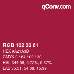 カラーコード: RGB 162 26 61 | qconv.com