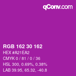 Color code: RGB 162 30 162 | qconv.com