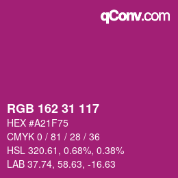 カラーコード: RGB 162 31 117 | qconv.com