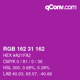 Color code: RGB 162 31 162 | qconv.com