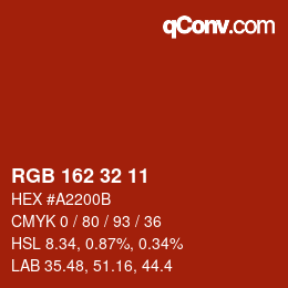Color code: RGB 162 32 11 | qconv.com