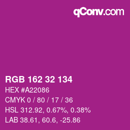Color code: RGB 162 32 134 | qconv.com