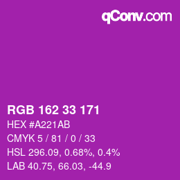 Code couleur: RGB 162 33 171 | qconv.com