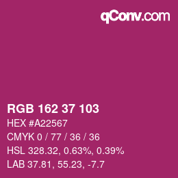 颜色代码: RGB 162 37 103 | qconv.com
