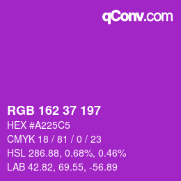 Color code: RGB 162 37 197 | qconv.com