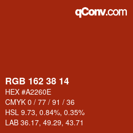 Color code: RGB 162 38 14 | qconv.com