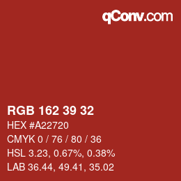 Farbcode: RGB 162 39 32 | qconv.com