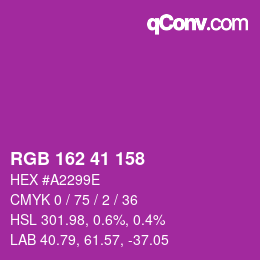 Color code: RGB 162 41 158 | qconv.com