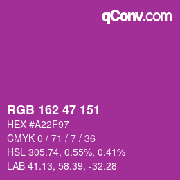 Color code: RGB 162 47 151 | qconv.com