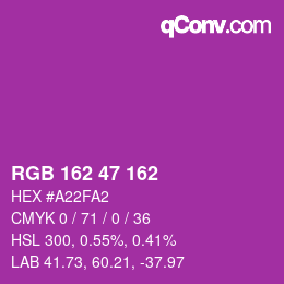 Color code: RGB 162 47 162 | qconv.com