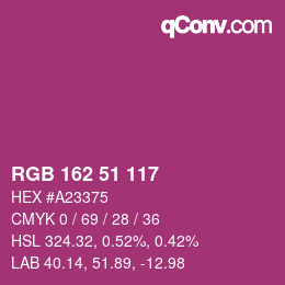 Color code: RGB 162 51 117 | qconv.com
