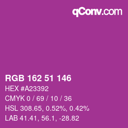 Color code: RGB 162 51 146 | qconv.com