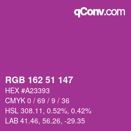 Color code: RGB 162 51 147 | qconv.com