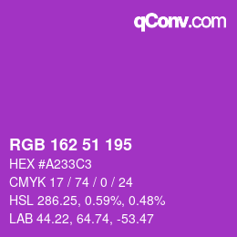 颜色代码: RGB 162 51 195 | qconv.com
