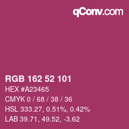颜色代码: RGB 162 52 101 | qconv.com