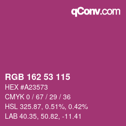 颜色代码: RGB 162 53 115 | qconv.com