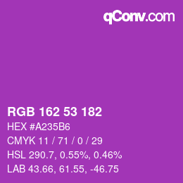Farbcode: RGB 162 53 182 | qconv.com