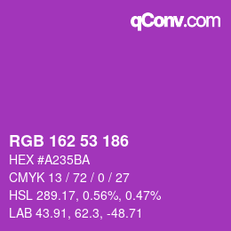 カラーコード: RGB 162 53 186 | qconv.com
