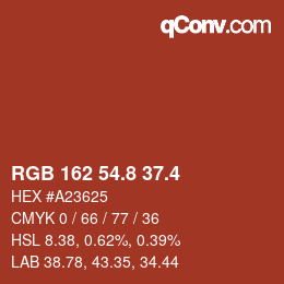 カラーコード: RGB 162 54.8 37.4 | qconv.com
