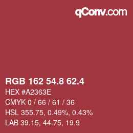 カラーコード: RGB 162 54.8 62.4 | qconv.com