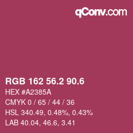 カラーコード: RGB 162 56.2 90.6 | qconv.com